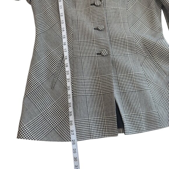 Carlisle Women's Houndstooth Blazer Jacket Size 6 100% Wool & Silk Made In Hong - Picture 4 of 12